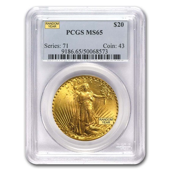$20 Saint-Gaudens Gold Double Eagle MS-65 PCGS (Random) $20 Saint-Gaudens Gold Double Eagle MS-65 PCGS (Random)